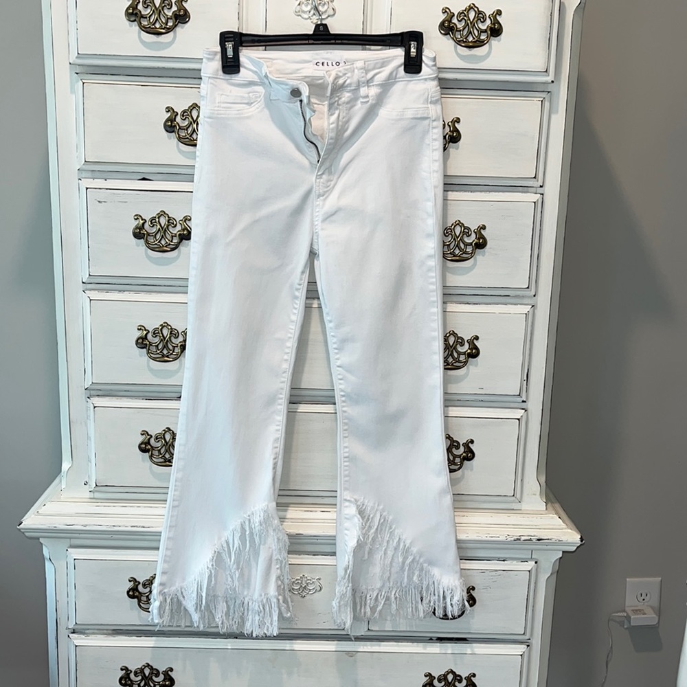 Cello white jeans with fringe